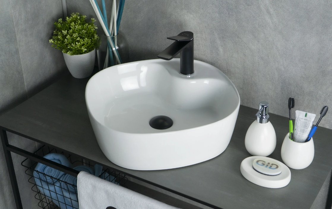 Раковина GID-ceramic N9442 накладная квадратная 44, керамика купить,63879