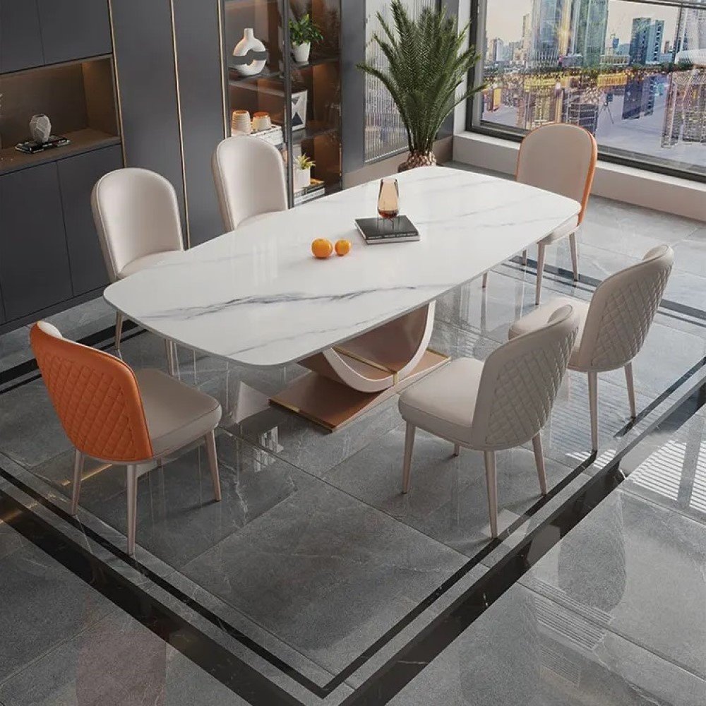 Комплект Home Collection Infinity, стол 160х90 см + 6 стульев, серый, оранжевый купить,NaN