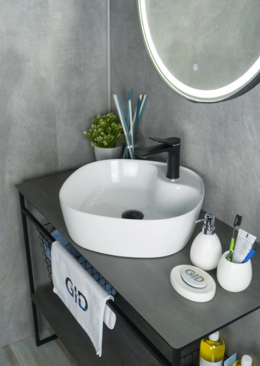 Раковина GID-ceramic N9442 накладная квадратная 44, керамика