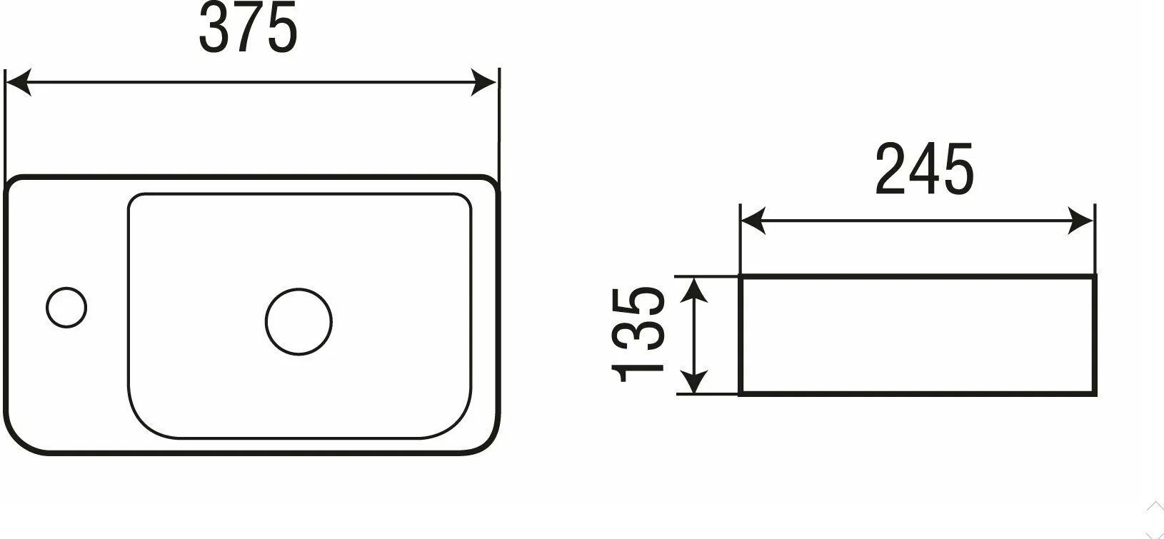 Раковина WeltWasser WW AISBACH 10100 L накладная прямоугольная 37.5, фаянс