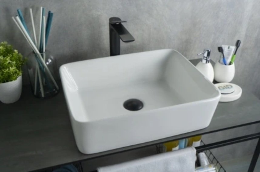 Раковина GID-ceramic N9103 накладная прямоугольная 48, керамика