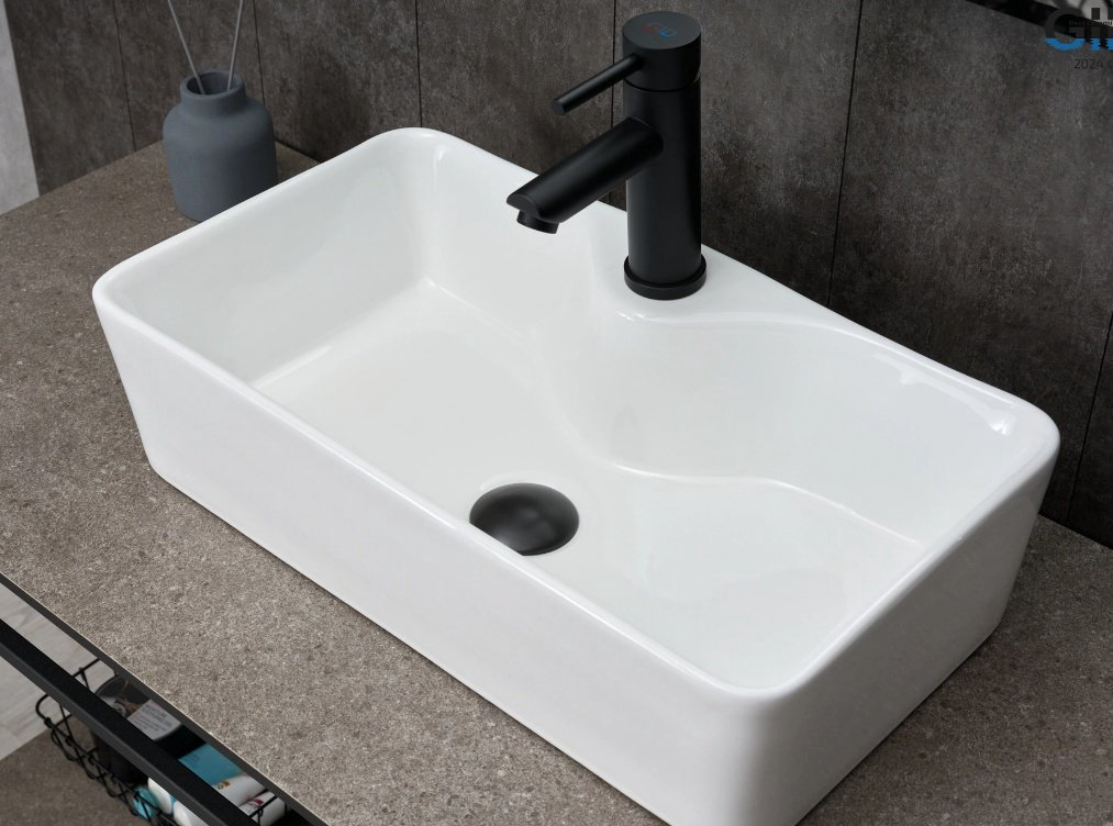Раковина GID-ceramic N9092 накладная прямоугольная 55, керамика