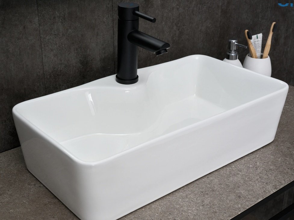 Раковина GID-ceramic N9092 накладная прямоугольная 55, керамика