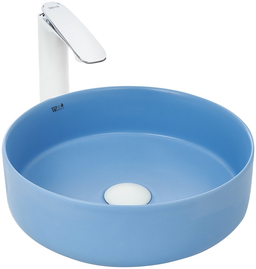 Раковина WeltWasser WW ELBACH 3134 MBL накладная круглая 35.5 см, фаянс купить,NaN
