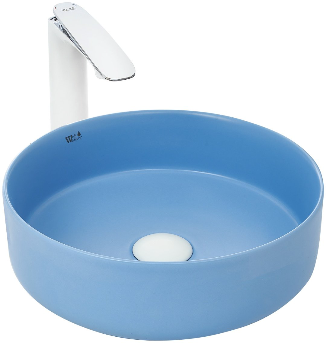 Раковина WeltWasser WW ELBACH 3134 MBL накладная круглая 35.5 см, фаянс купить,NaN