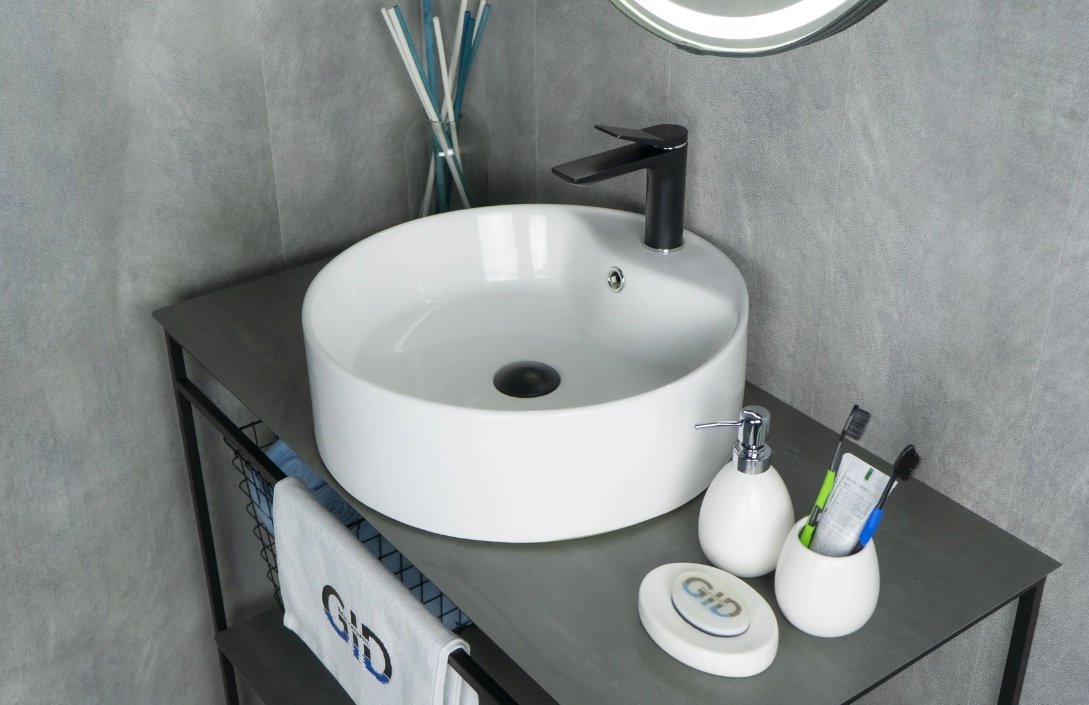 Раковина GID-ceramic N9008b накладная круглая 46, керамика