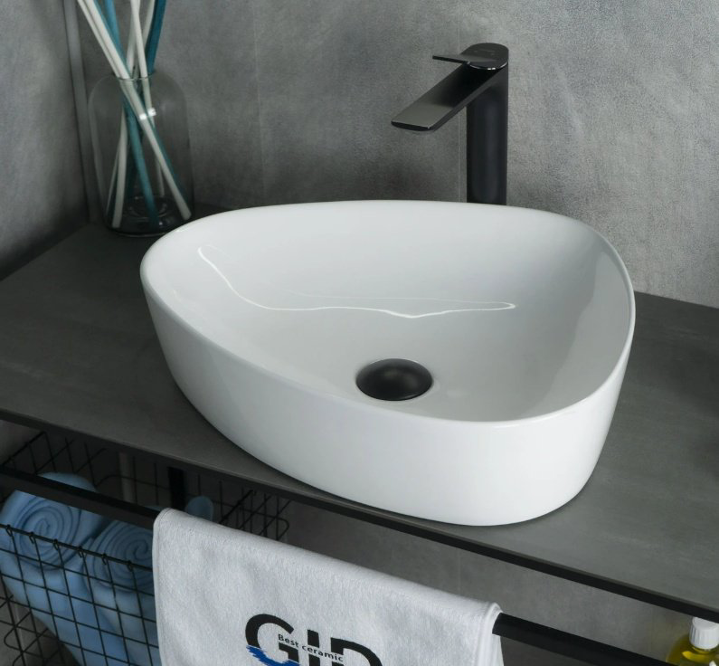 Раковина GID-ceramic N9386 накладная нестандартная 40, фаянс купить,56860