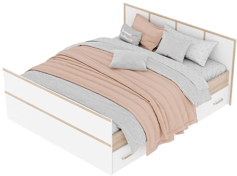 Кровать Doma Sakara 160x200см с матрасом бело-бежевая купить,NaN
