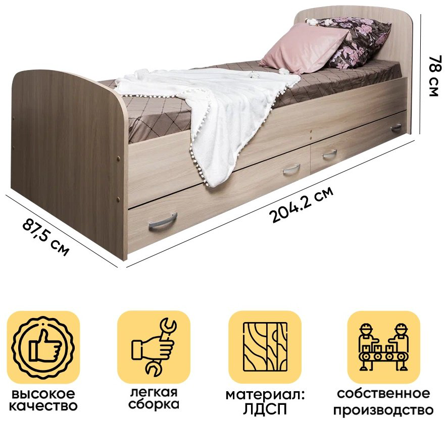 Кровать Doma Виктория new 80 1043883 80x200см белая купить,NaN