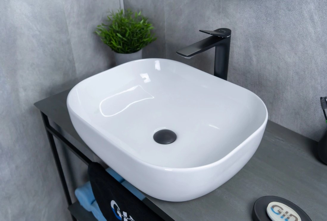 Раковина GID-ceramic D1302 накладная прямоугольная 50, керамика