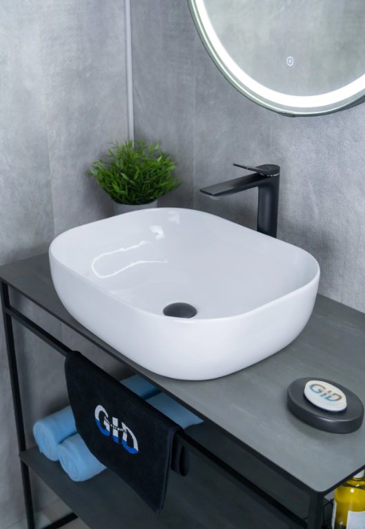 Раковина GID-ceramic D1302 накладная прямоугольная 50, керамика