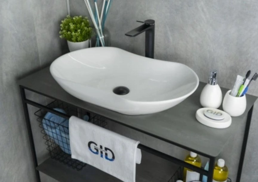 Раковина GID-ceramic N9175 накладная овальная 66, керамика купить,103977