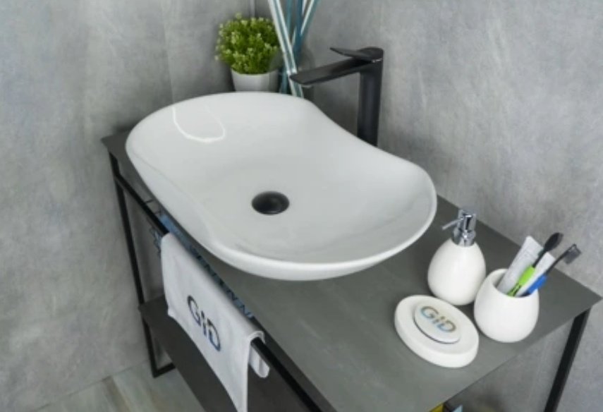 Раковина GID-ceramic N9175 накладная овальная 66, керамика