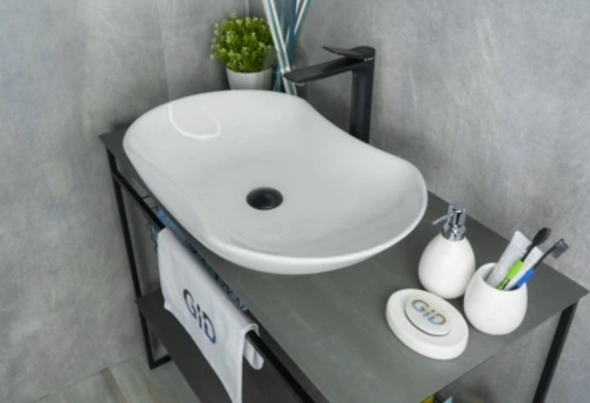 Раковина GID-ceramic N9175 накладная овальная 66, керамика купить,103977