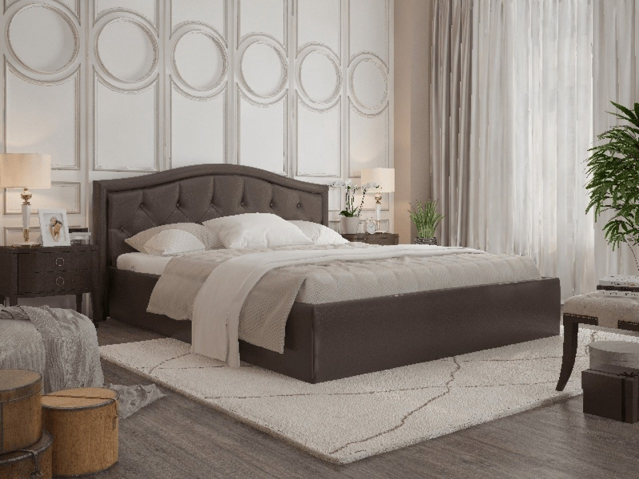 Кровать Doma ST-160х200 160x200см с матрасом коричневая купить,NaN