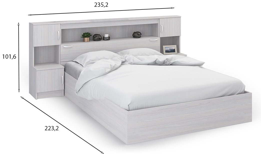 Кровать Doma BS 160x200см с матрасом светло-серая купить,NaN