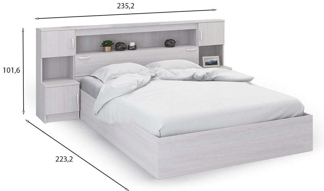 Кровать Doma BS 160x200см с матрасом светло-серая купить,NaN