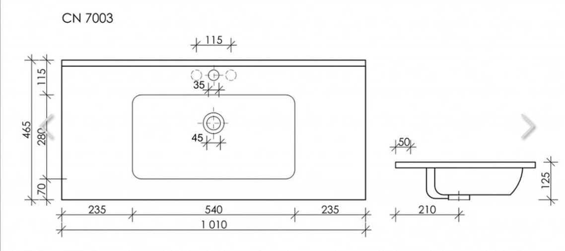 Раковина Ceramicanova CN7003 врезная прямоугольная 101, санфарфор