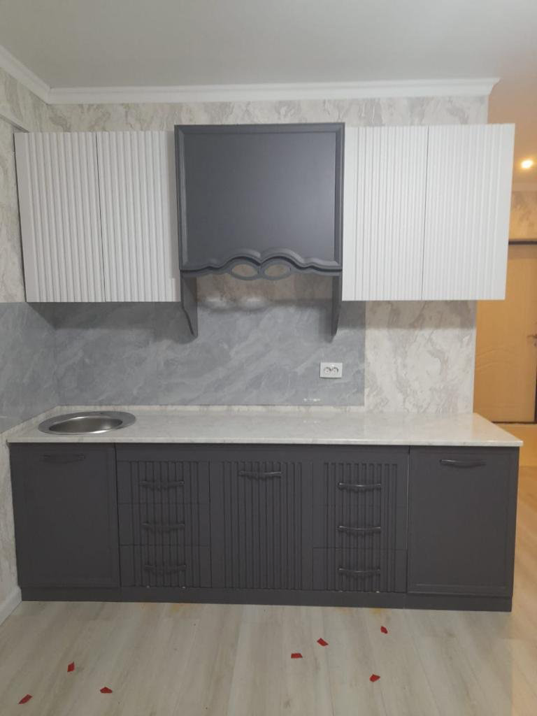 Кухонный гарнитур DOMA , 240x227х60 см, ЛДСП, белый, темно-серый купить,355000