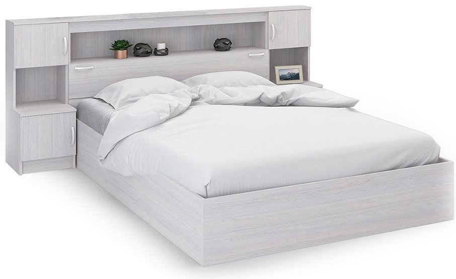 Кровать Doma BS 160x200см с матрасом светло-серая купить,NaN