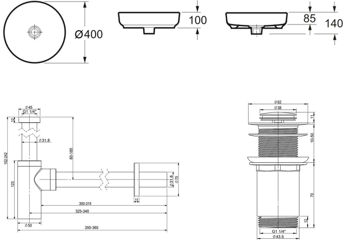 Раковина Lavinia Boho Bathroom Sink 21520167 накладная круглая 40, фарфор
