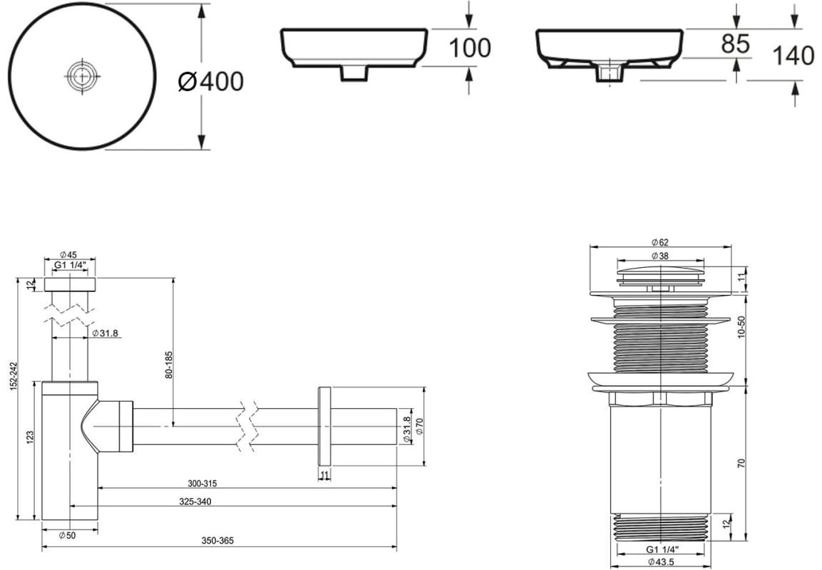 Раковина Lavinia Boho Bathroom Sink 21520167 накладная круглая 40, фарфор купить,113400