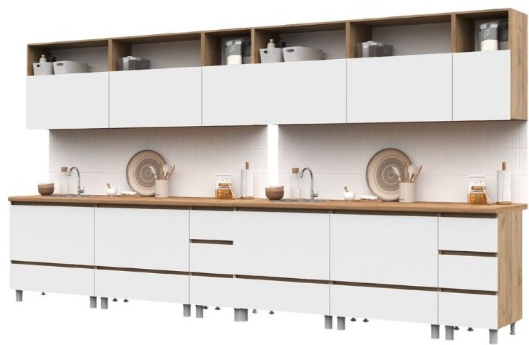 Кухонный гарнитур DOMA , 400x216х60 см, ЛДСП, белый купить,NaN