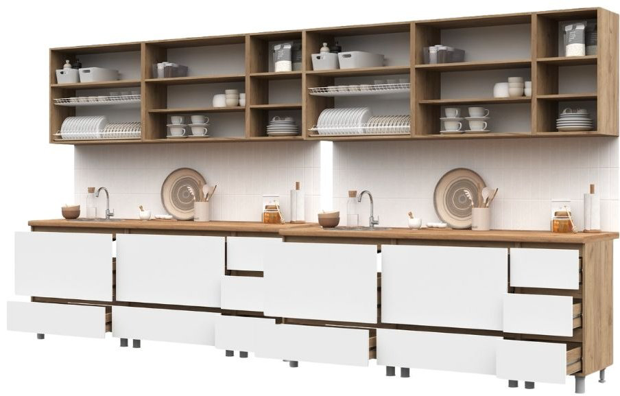Кухонный гарнитур DOMA , 400x216х60 см, ЛДСП, белый купить,NaN