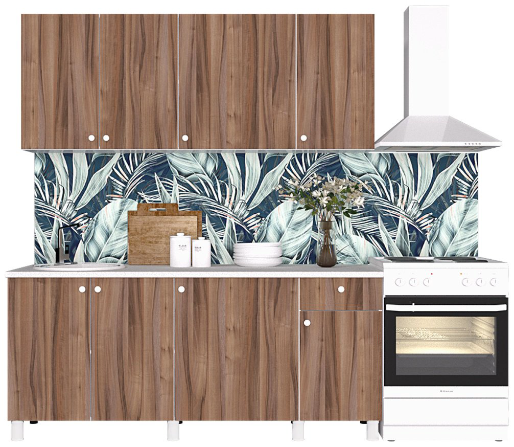 Кухонный гарнитур DOMA Point Lite, 180x220х60 см, ЛДСП, белый, коричневый купить,NaN