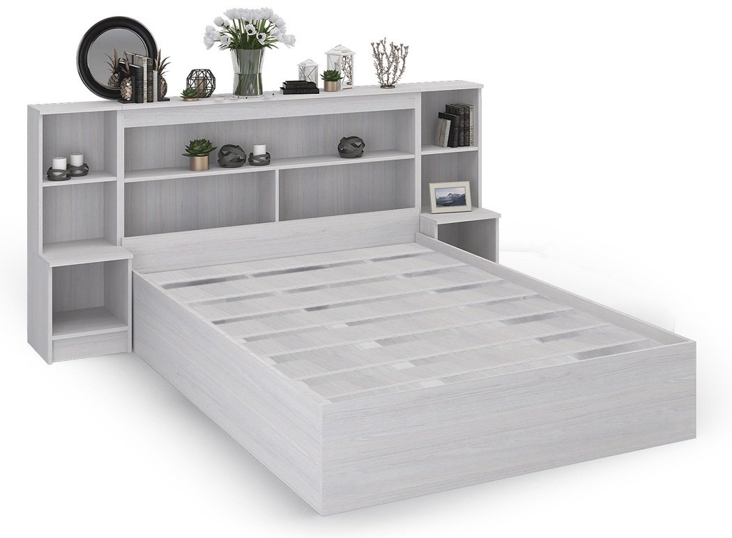 Кровать Doma Bassa 84864 160x200см с матрасом бело-серая купить,NaN