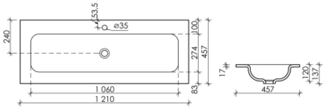 Раковина Ceramicanova Grace CN7017MB накладная прямоугольная 121, санфарфор