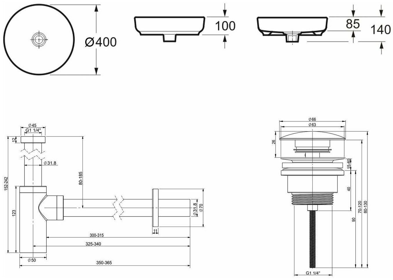 Раковина Lavinia Boho Bathroom Sink 21520176 накладная круглая 40, фарфор купить,NaN