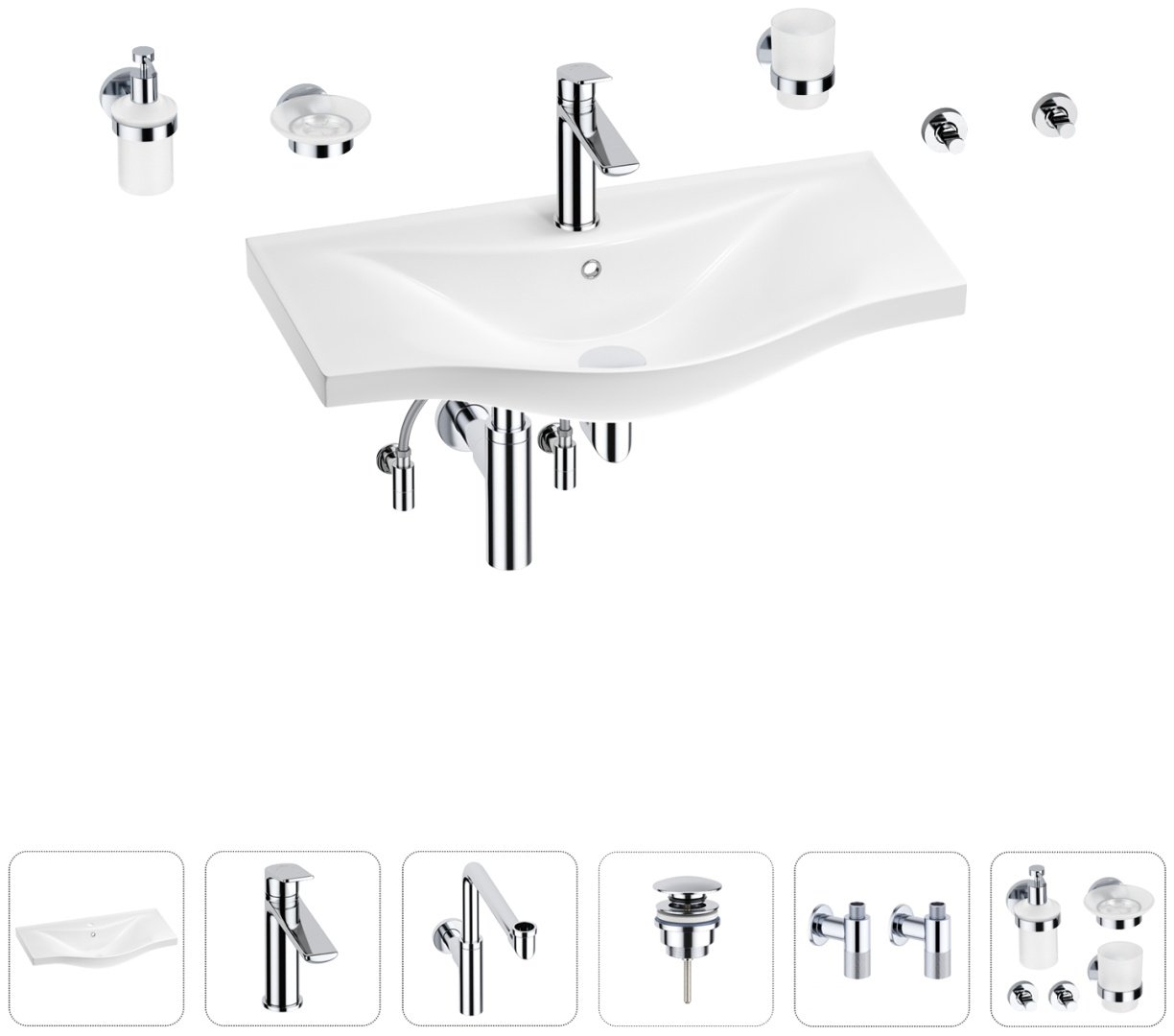 Раковина Wellsee 201007391, Bisou (состоит из 151206000, 182301000, 182124000, 182139000, 182146000, 182146000, 182501000, 182506000, 182 подвесная полукруглая 45, фаянс купить,NaN