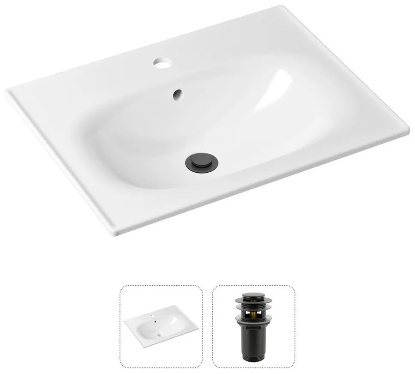 Раковина Lavinia Boho 21520870, Комплект 2 в 1 Lavinia Boho Bathroom Sink (состоит из 33312010, 182130000), цвет матовый черный накладная прямоугольная 46, фарфор