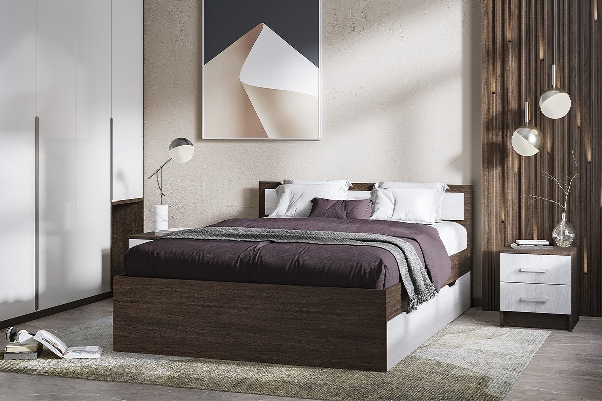 Кровать Doma Garmonia-Lite 140x200см бежево-коричневая купить,NaN