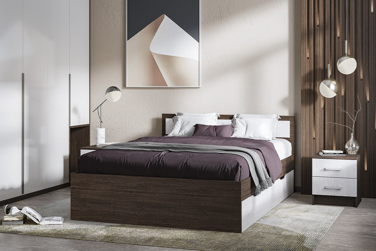 Кровать Doma Garmonia-Lite 140x200см бежево-коричневая купить,NaN