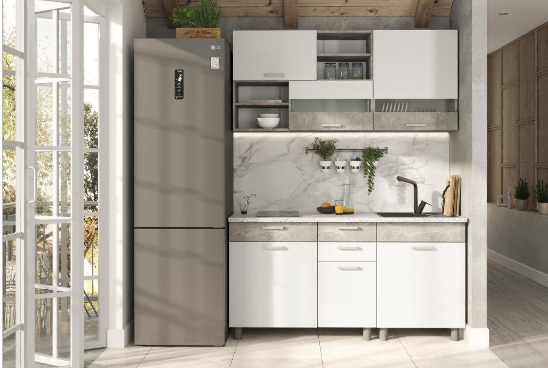 Кухонный гарнитур DOMA Denver Lite, 160x220х60 см, ЛДСП, белый купить,NaN