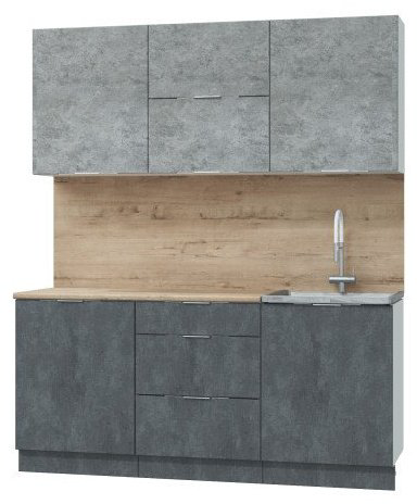 Кухонный гарнитур DOMA AS-LOFT, 200x210х60 см, ЛДСП, светло серый, темно-серый купить,NaN
