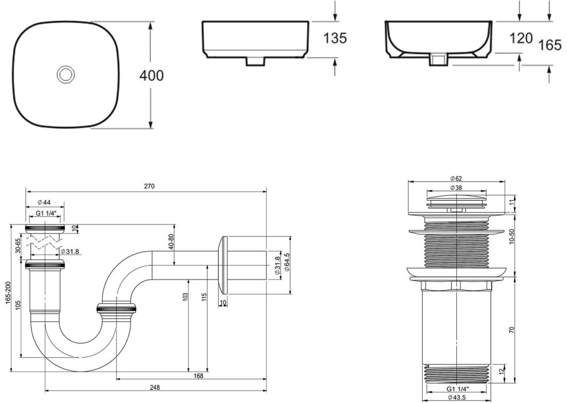 Раковина Lavinia Boho Bathroom Sink 21520217 накладная квадратная 40, санфарфор купить,NaN