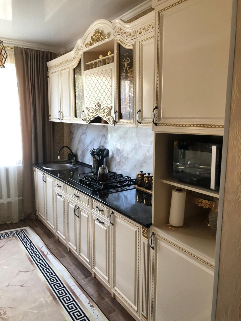 Кухонный гарнитур DOMA Yasmeni Lux, 320x244х60 см, ЛДСП, кремовый купить,NaN