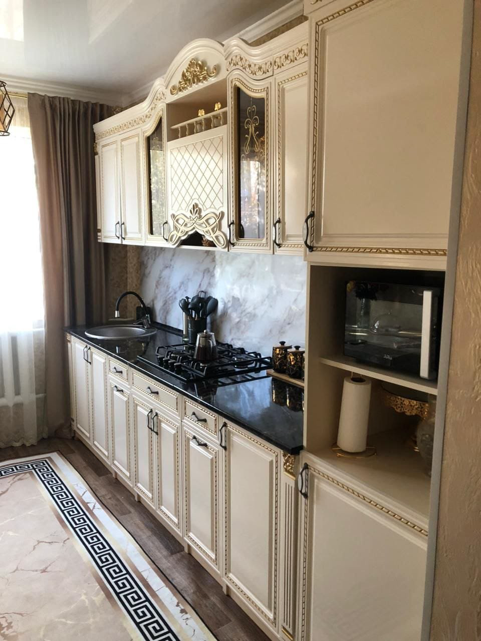 Кухонный гарнитур DOMA Yasmeni Lux, 320x244х60 см, ЛДСП, кремовый купить,NaN
