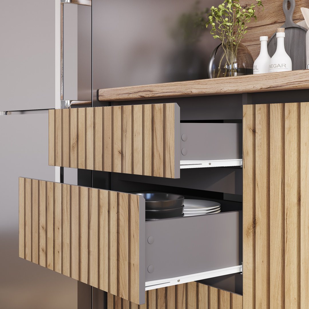 Кухонный гарнитур DOMA SER-LOFT, 160x217х60 см, ЛДСП, коричневый, темно-серый