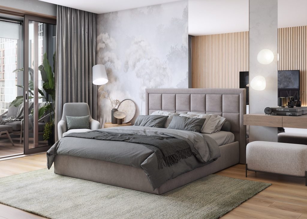 Кровать Doma Bellas 160x200см с матрасом серая купить,NaN