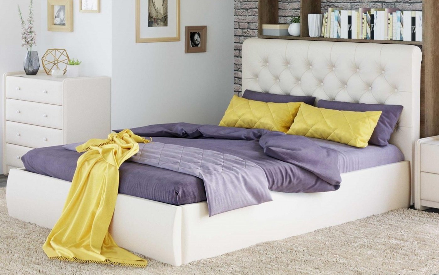 Кровать Imperial Беатриче с ПМ Marvel Pearl Shell 160х200см белая купить,NaN
