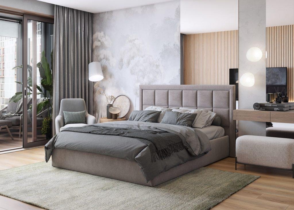 Кровать Doma B-160x200 с матрасом коричневая купить,NaN