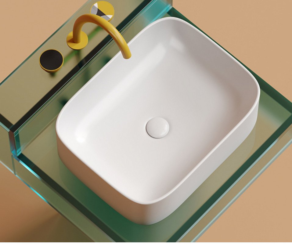 Раковина Ceramicanova CN6052MW накладная прямоугольная 50, санфарфор