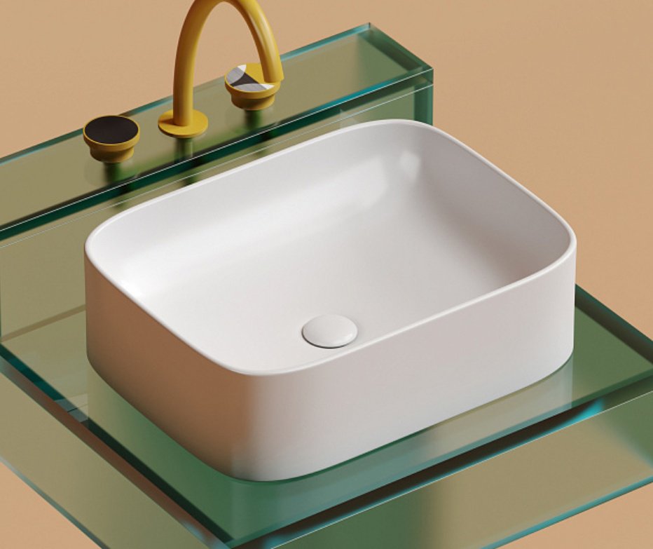 Раковина Ceramicanova CN6052MW накладная прямоугольная 50, санфарфор