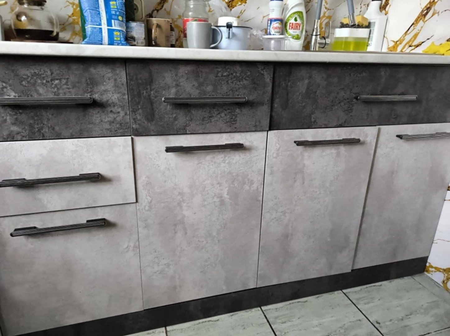 Кухонный гарнитур DOMA , 180x218х60 см, ЛДСП, темно-серый