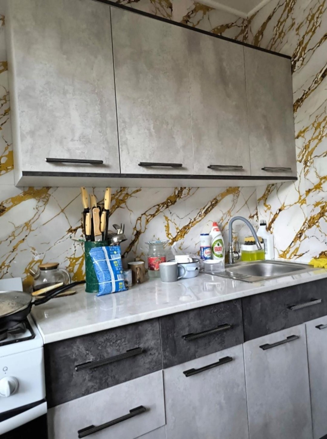 Кухонный гарнитур DOMA , 180x218х60 см, ЛДСП, темно-серый