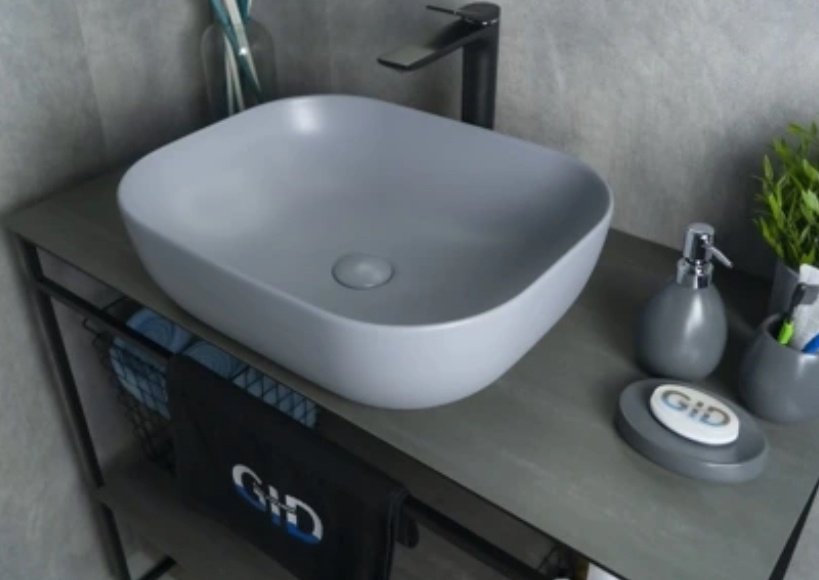 Раковина GID-ceramic Gm1302 накладная прямоугольная 50, керамика
